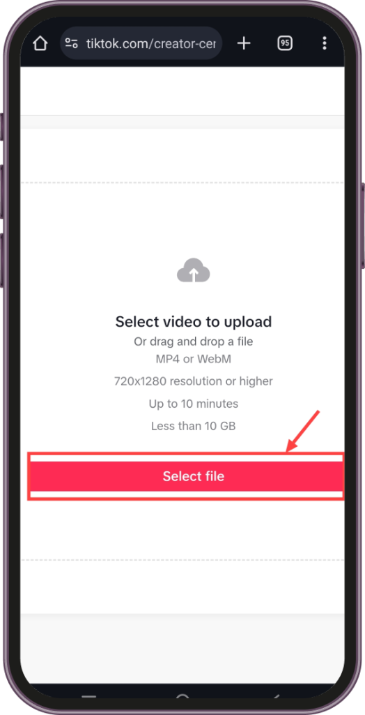 Select File to Schedule TikTok Post on Mobile