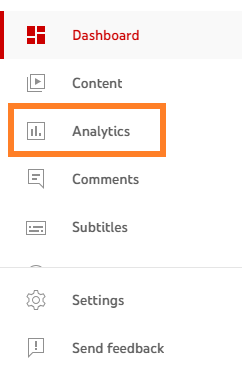 Click on Analytics to access the YouTube analytics.