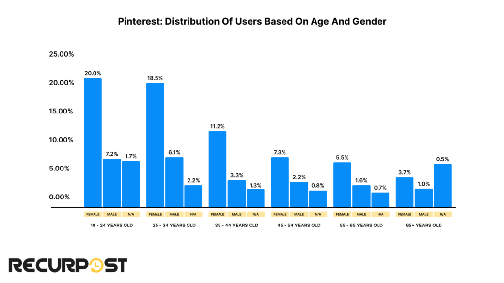 age and gender distribution of Pinterest users_Pinterest statistics