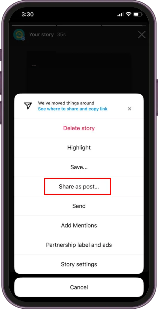 story to feed repost for Instagram step 2