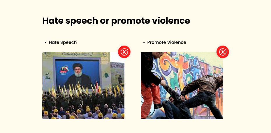 Hate speech or promote violence