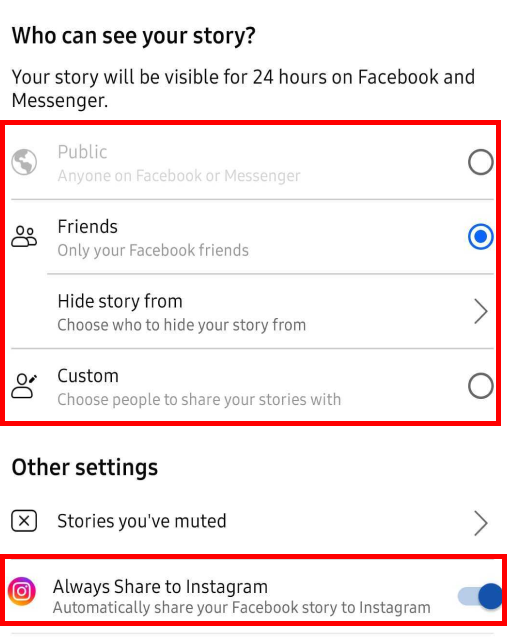 You have a Story Privacy option also, where you can select who can see your story - Public, Friends, or Custom. 