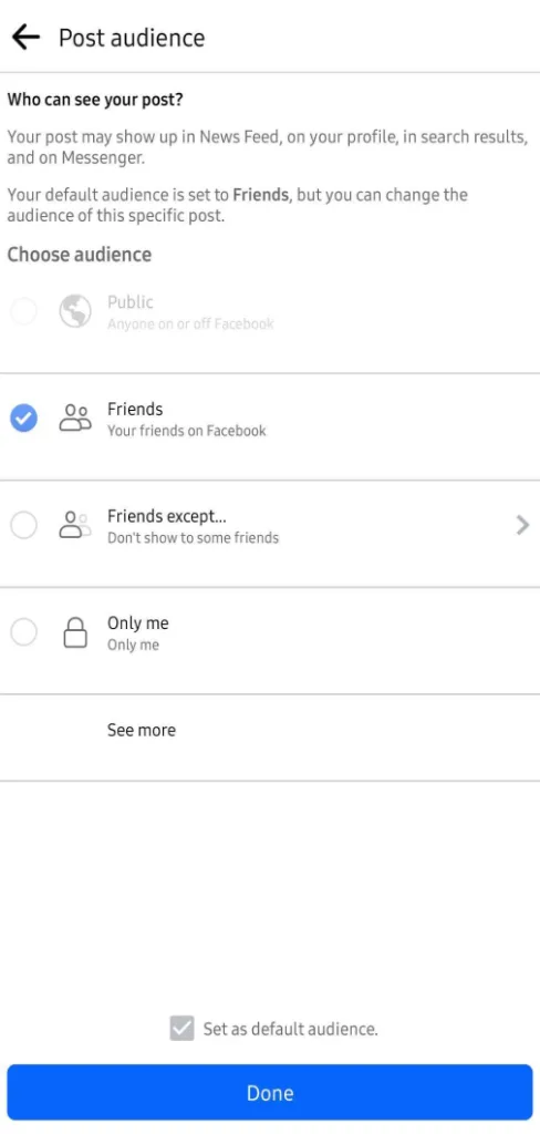 Privacy options