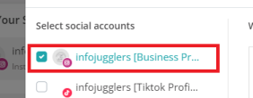 Select the Instagram account that demands scheduling.