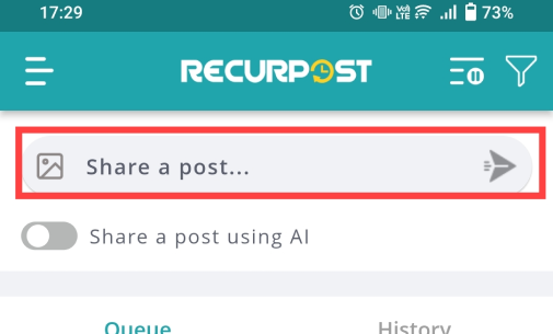 Tap on Share a Post button to start scheduling