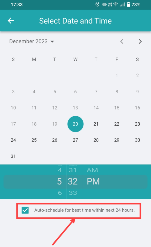 Turn on Auto Schedule if you want to schedule it on the best time available