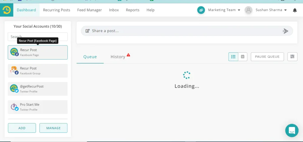 you will see all your added accounts.