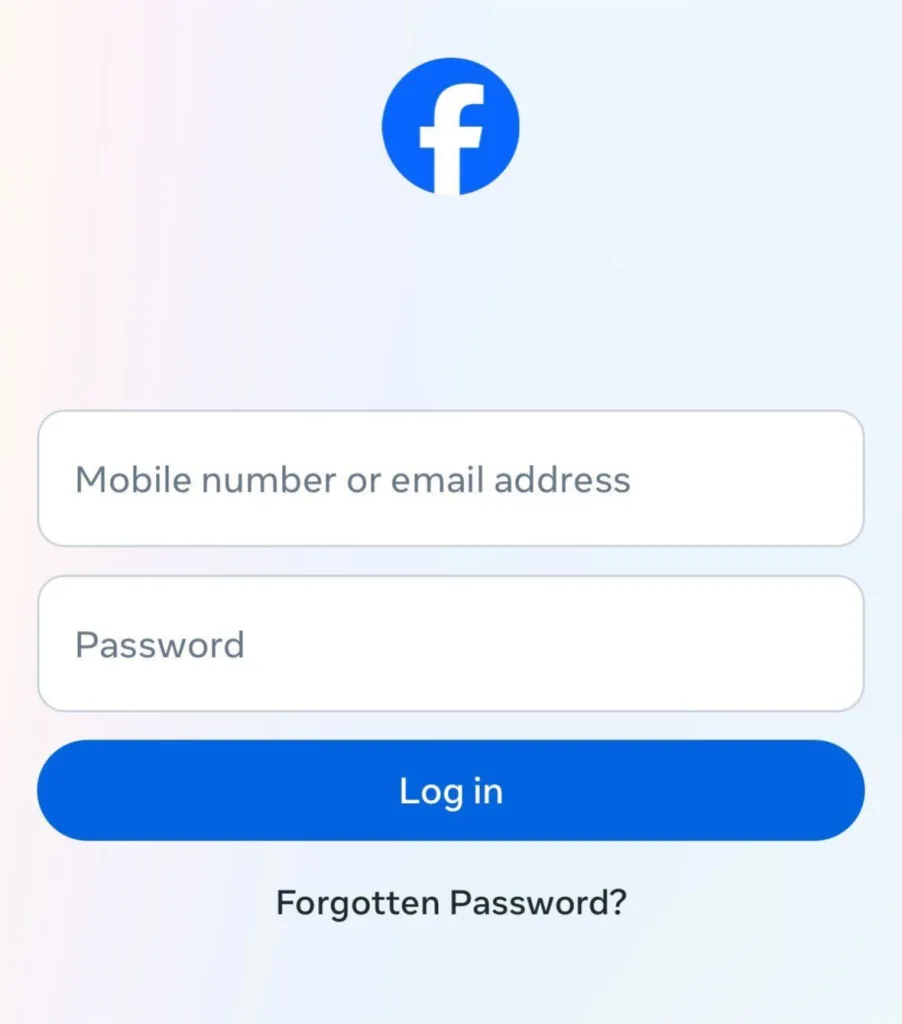 log in to facebook account