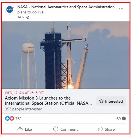 Facebook post on wall