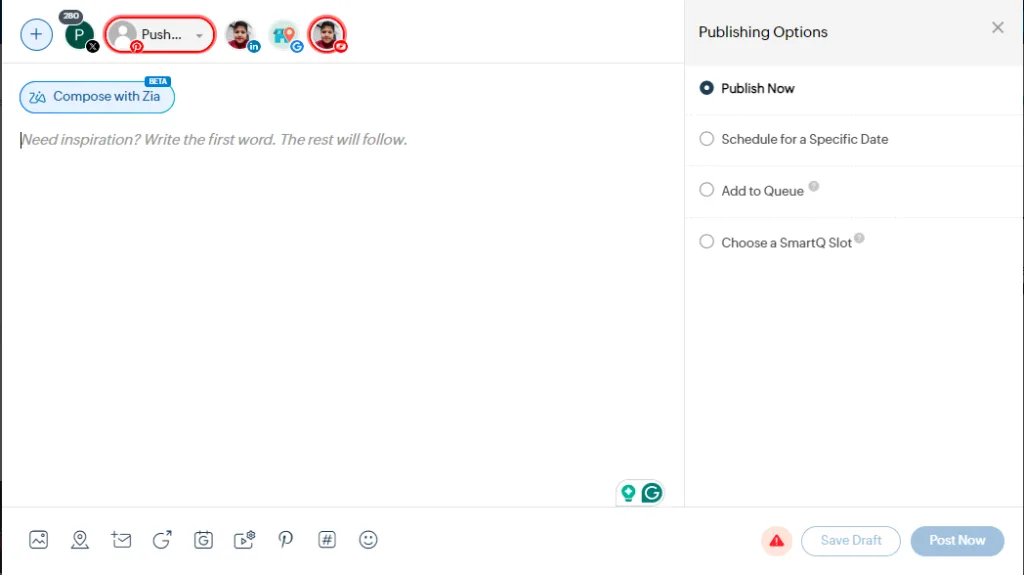 Zoho content import options