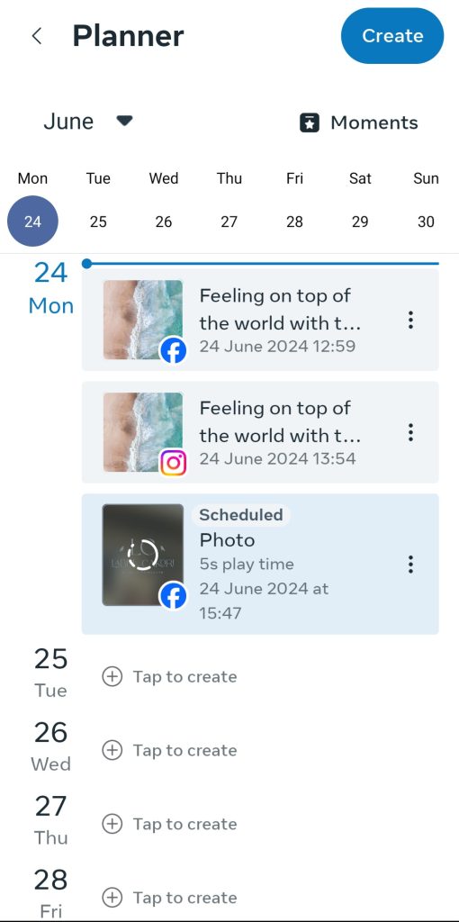 Schedule Instagram story on mobile
