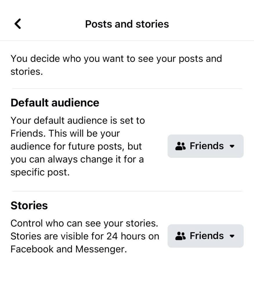 Set post visibility on Facebook app