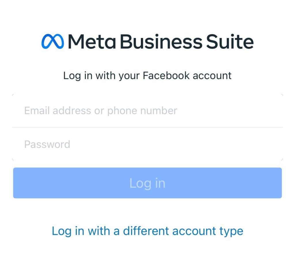 Login in Meta Business Suite
