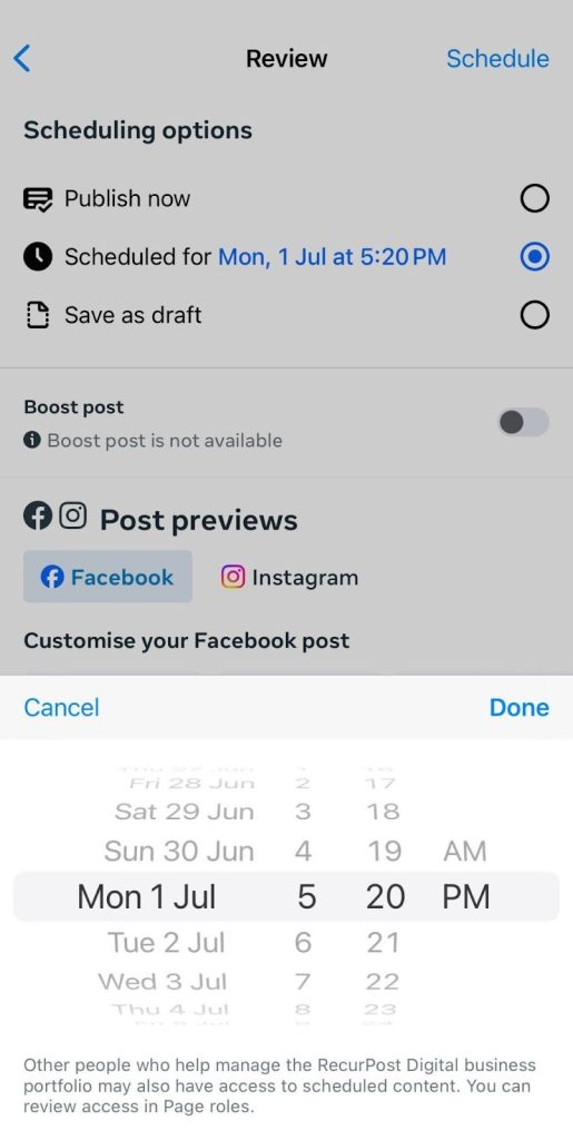 schedule your instagram post on meta business suite