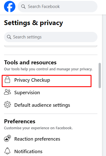 Privacy Checkup on Facebook Desktop