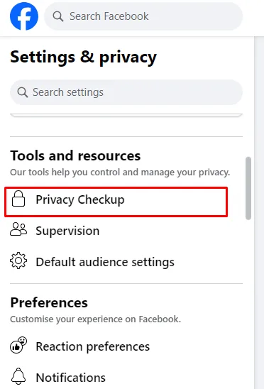 Privacy Checkup on Facebook Desktop
