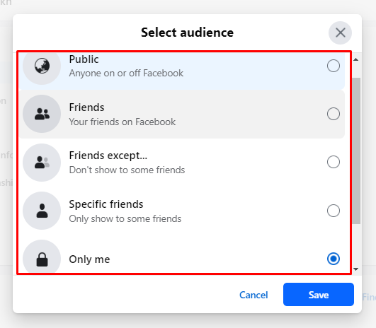 Select audience to show your Personal details