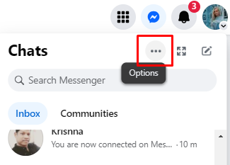 Click on three dots next to Chat on Facebook