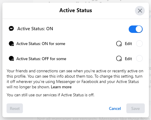 Set your status to Active on Facebook