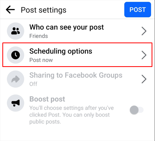 schedule your post on facebook