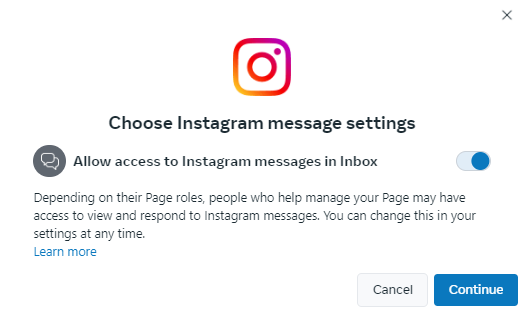 Choose Instagram message settings