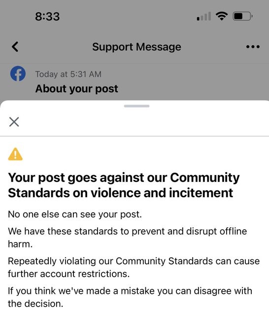 Post Flagged by Facebook