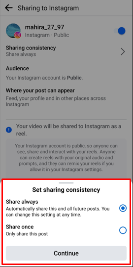 share always or share once