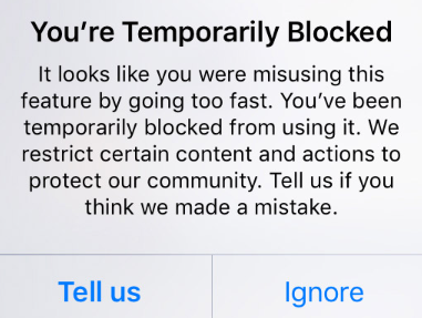 temporarily blocked on instagram