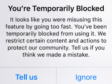 temporarily blocked on instagram