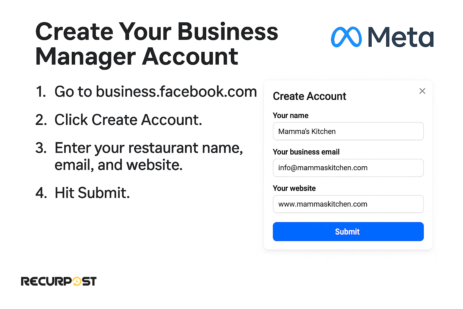 Create your business manager account