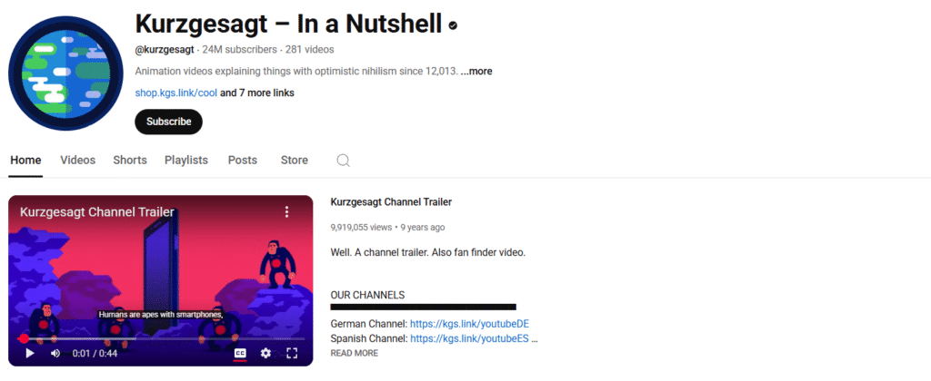 Kurzgesagt make money on Youtube