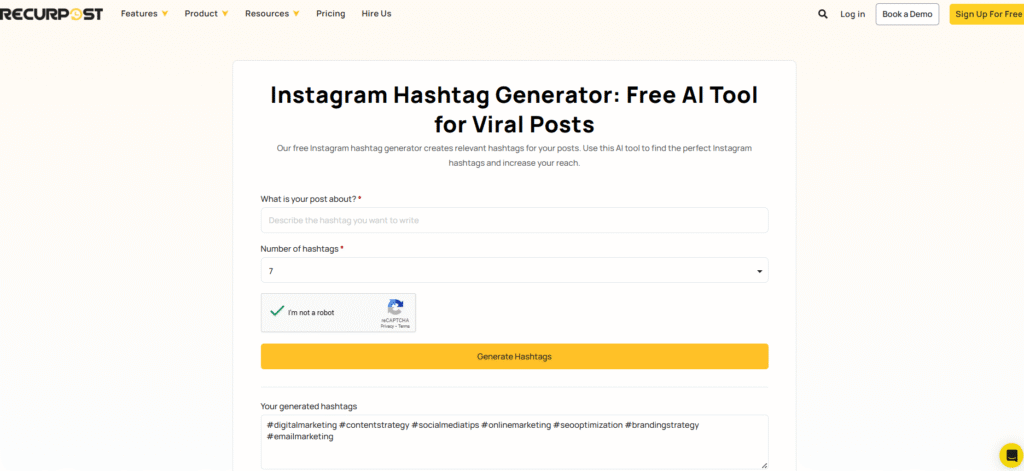 RecurPost-Free Hashtag Generator
