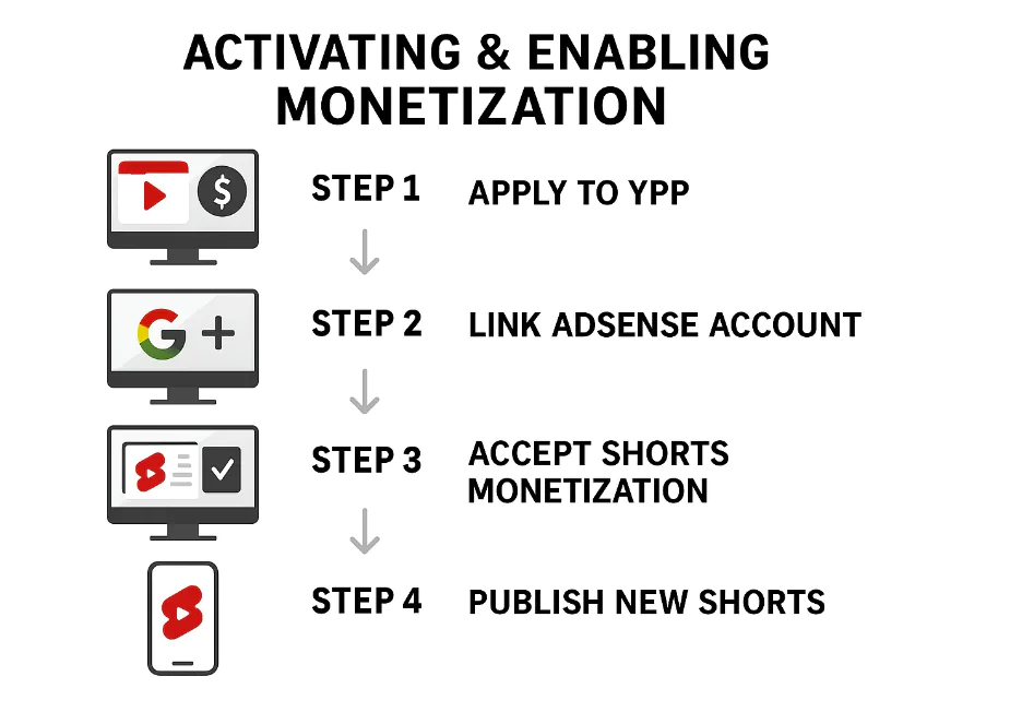 activating and enabling monetization on youtube shorts