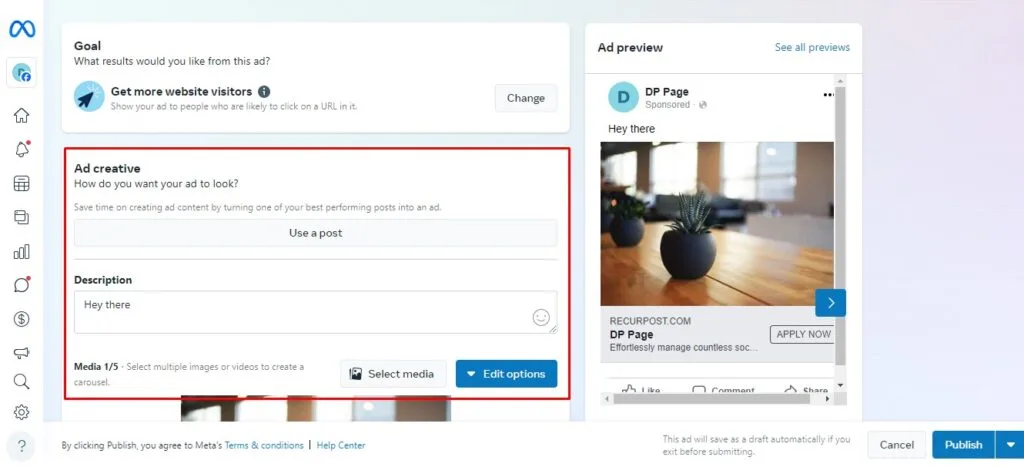 Add Creative Ad Details