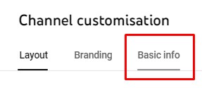 Basic Info in YouTube Channel Customization