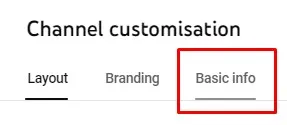 Basic Info in YouTube Channel Customization