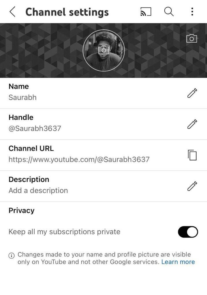 YouTube Channel Settings