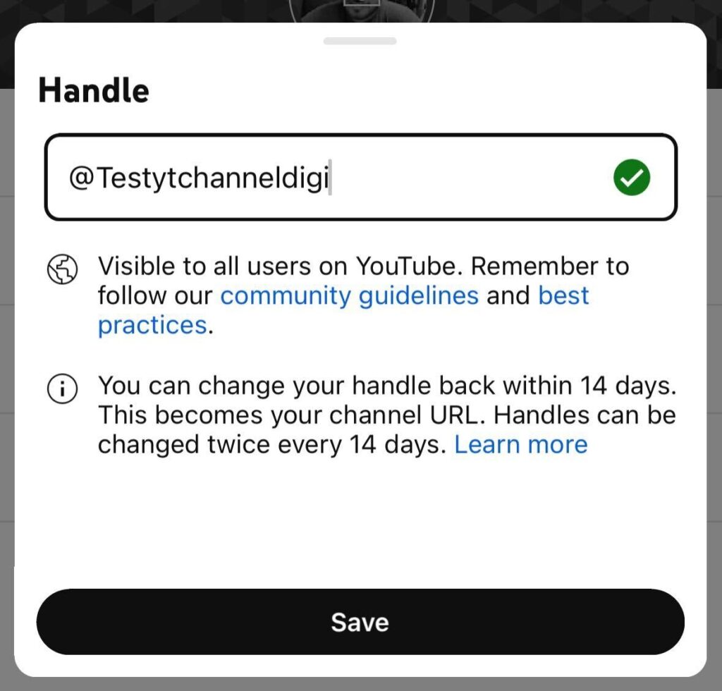 Change your YouTube Handle