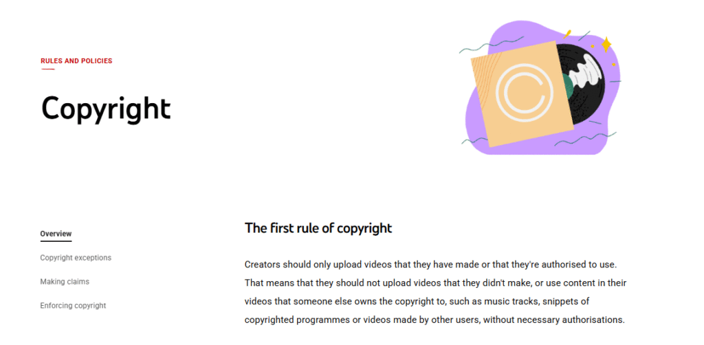 youtube copyright rules and policies