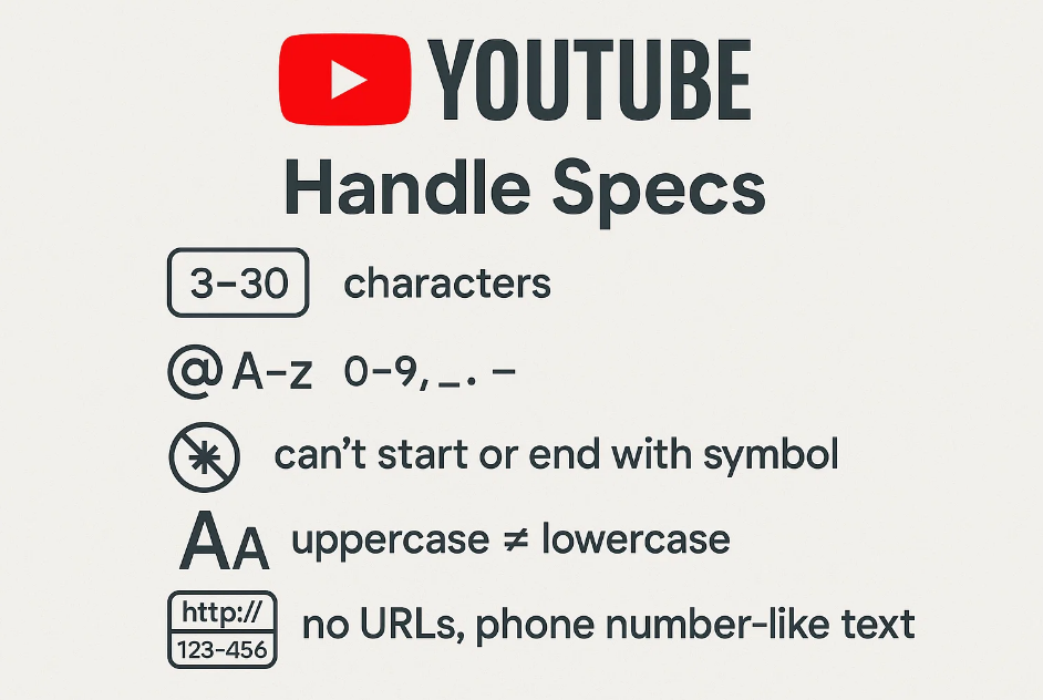 youtube handle specs