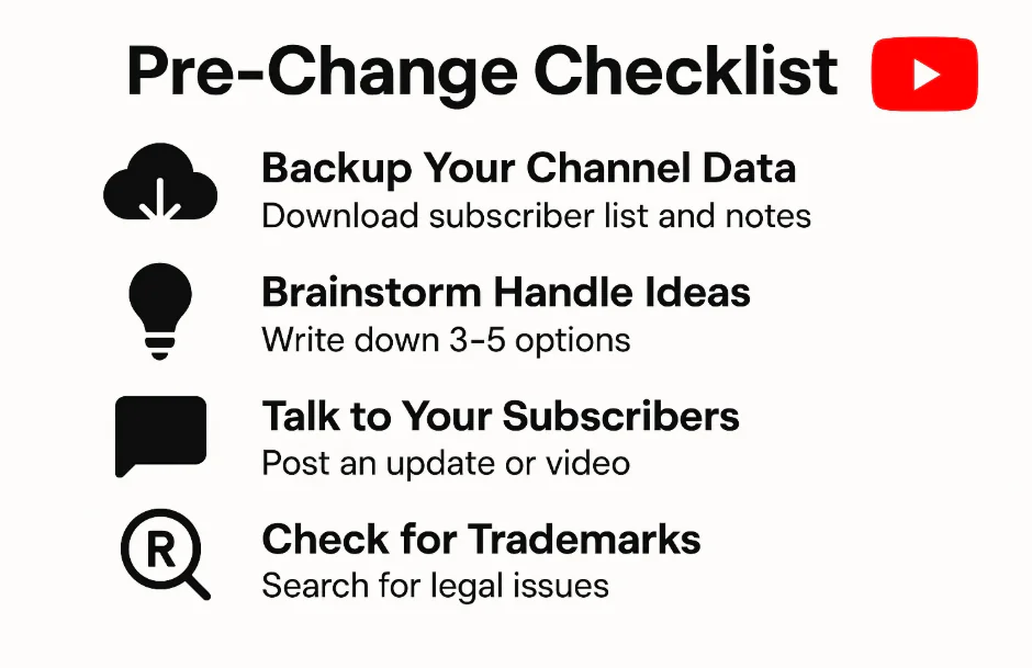 youtube pre change checklist