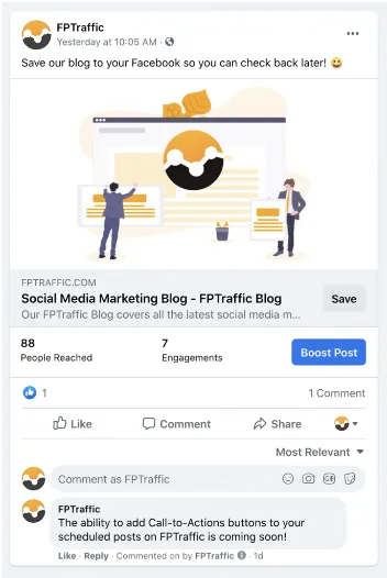Facebook call to action examples