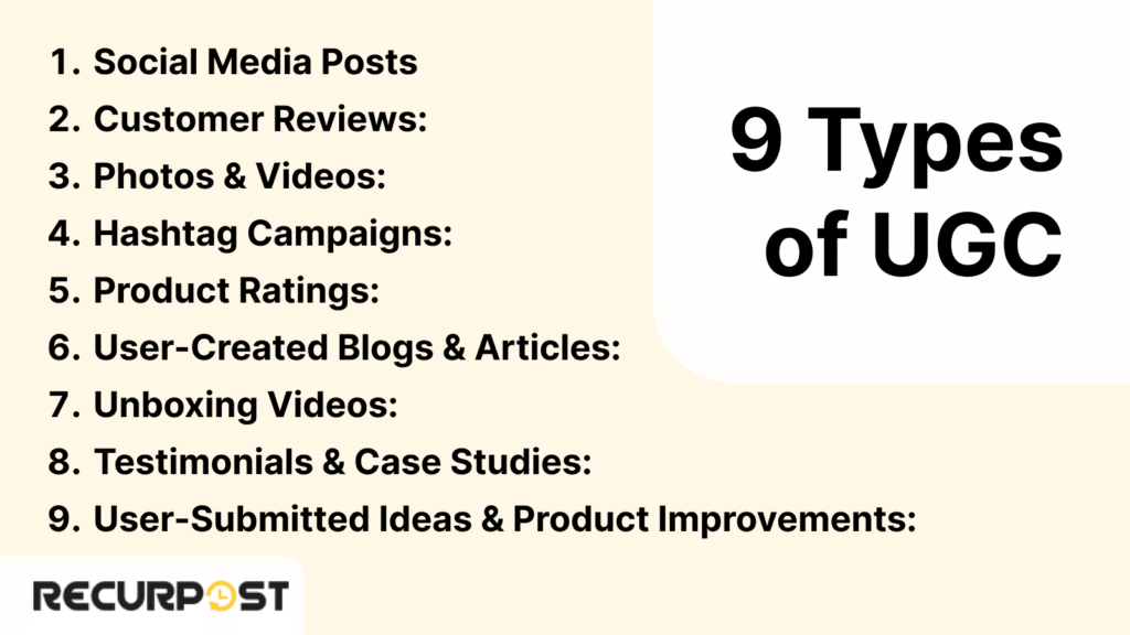 Types of UGC (User-generated content)