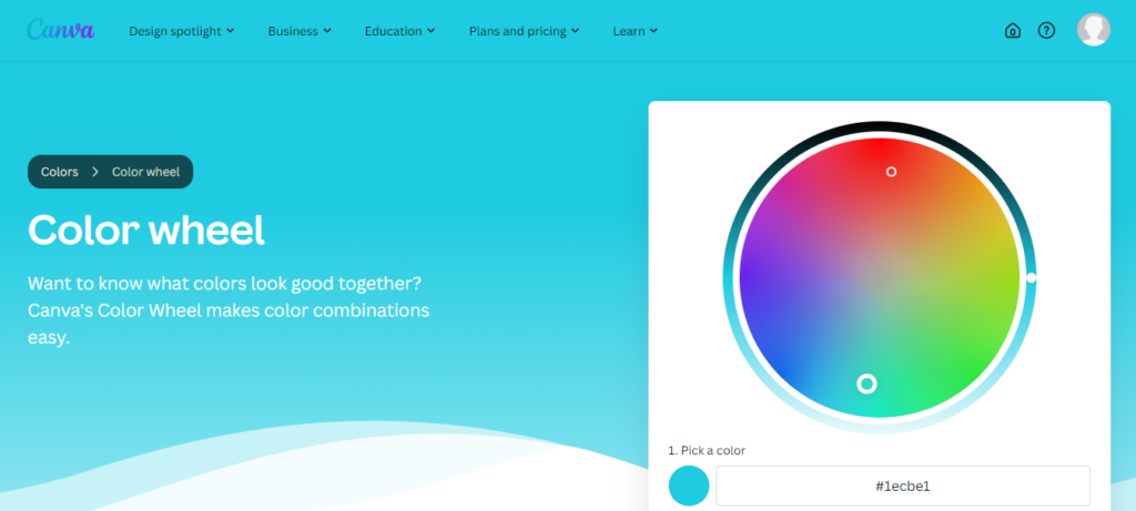 Canva's color wheel