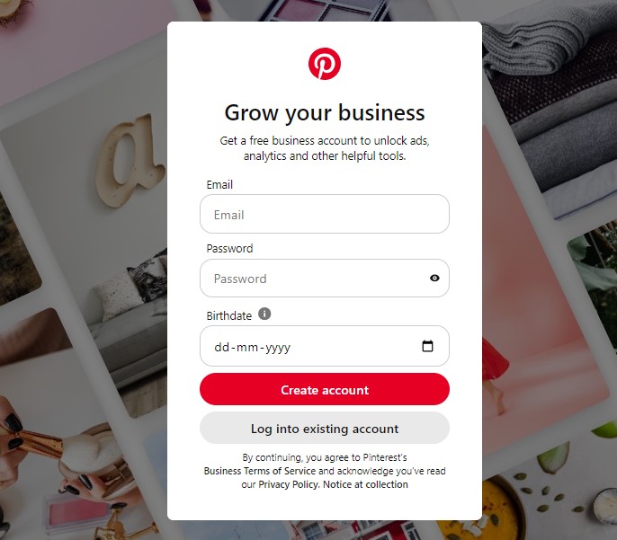 create a Pinterest business account