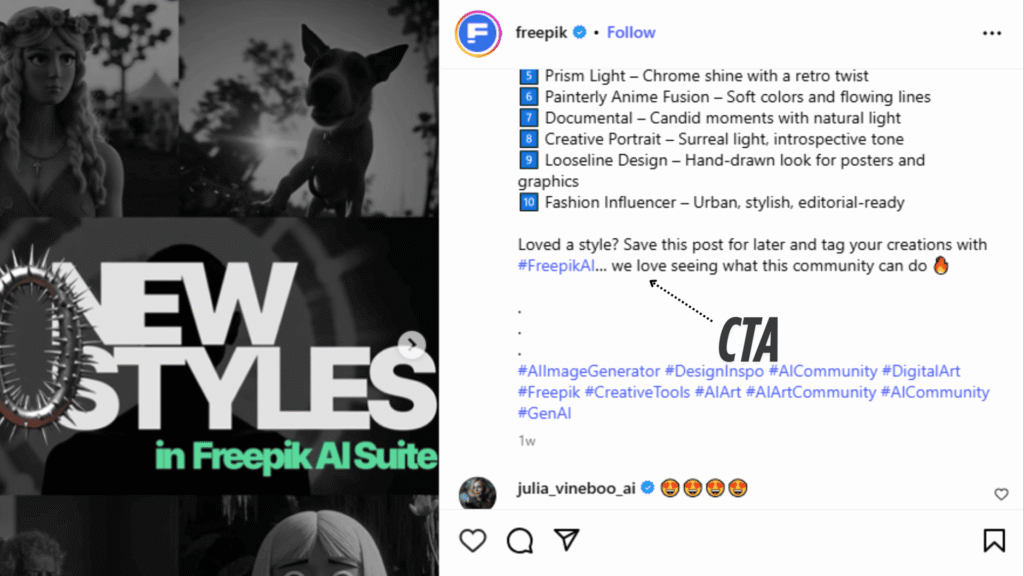 freepik instagram post caption cta
