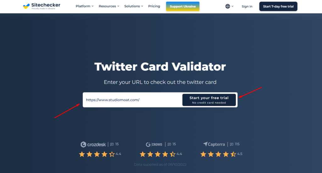 sitechecker twitter card validator