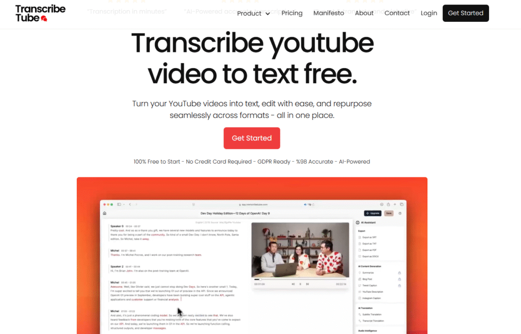 transcribe tube