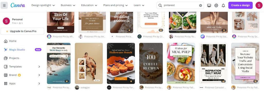 visuals by canva for pinterest