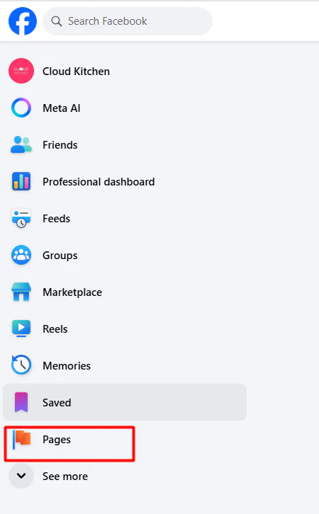 Step 1 Facebook account and select “Pages”